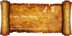 Lupu Benigna névjegykártya